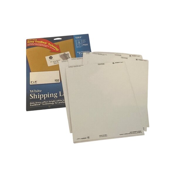 Avery 5263 True Block Shipping Labels White Laser 2" x 4" 250 Labels 25 Sheets - Picture 2 of 4